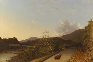 エリー運河とカバードブリッジ、1847年（油）